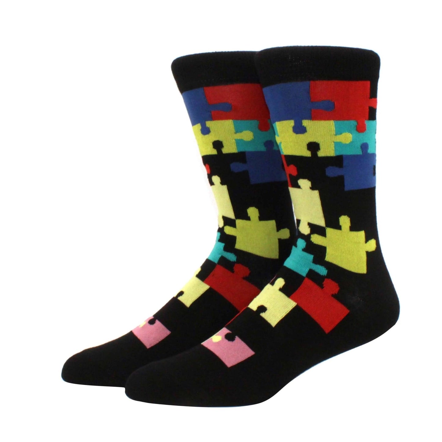 Men's Funny Diamond Pattern Happy Socks: Large Size Combed Cotton