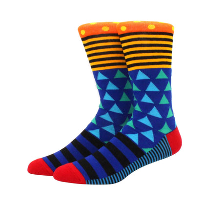 Men's Funny Diamond Pattern Happy Socks: Large Size Combed Cotton