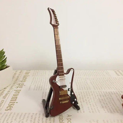 Miniature Wooden Acoustic Electric Guitar Toy Ornament