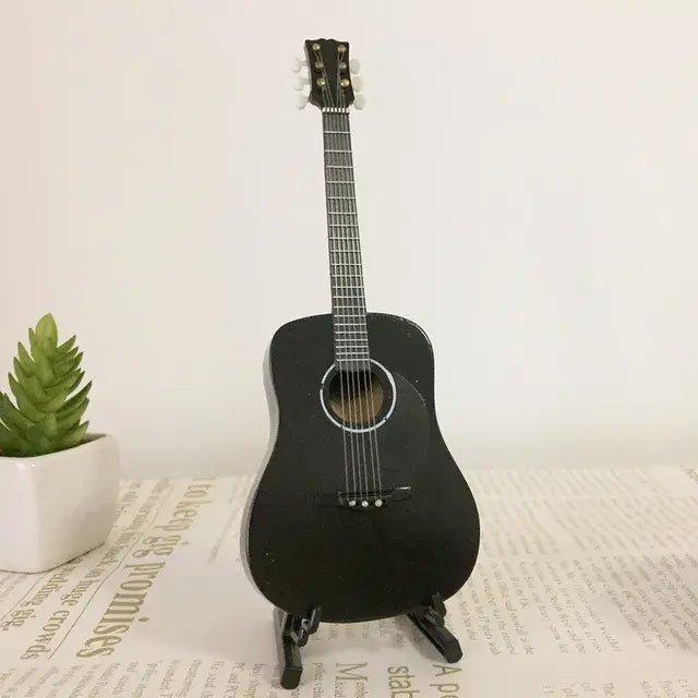 Miniature Wooden Acoustic Electric Guitar Toy Ornament