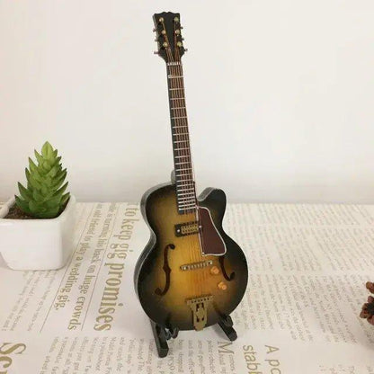 Miniature Wooden Acoustic Electric Guitar Toy Ornament