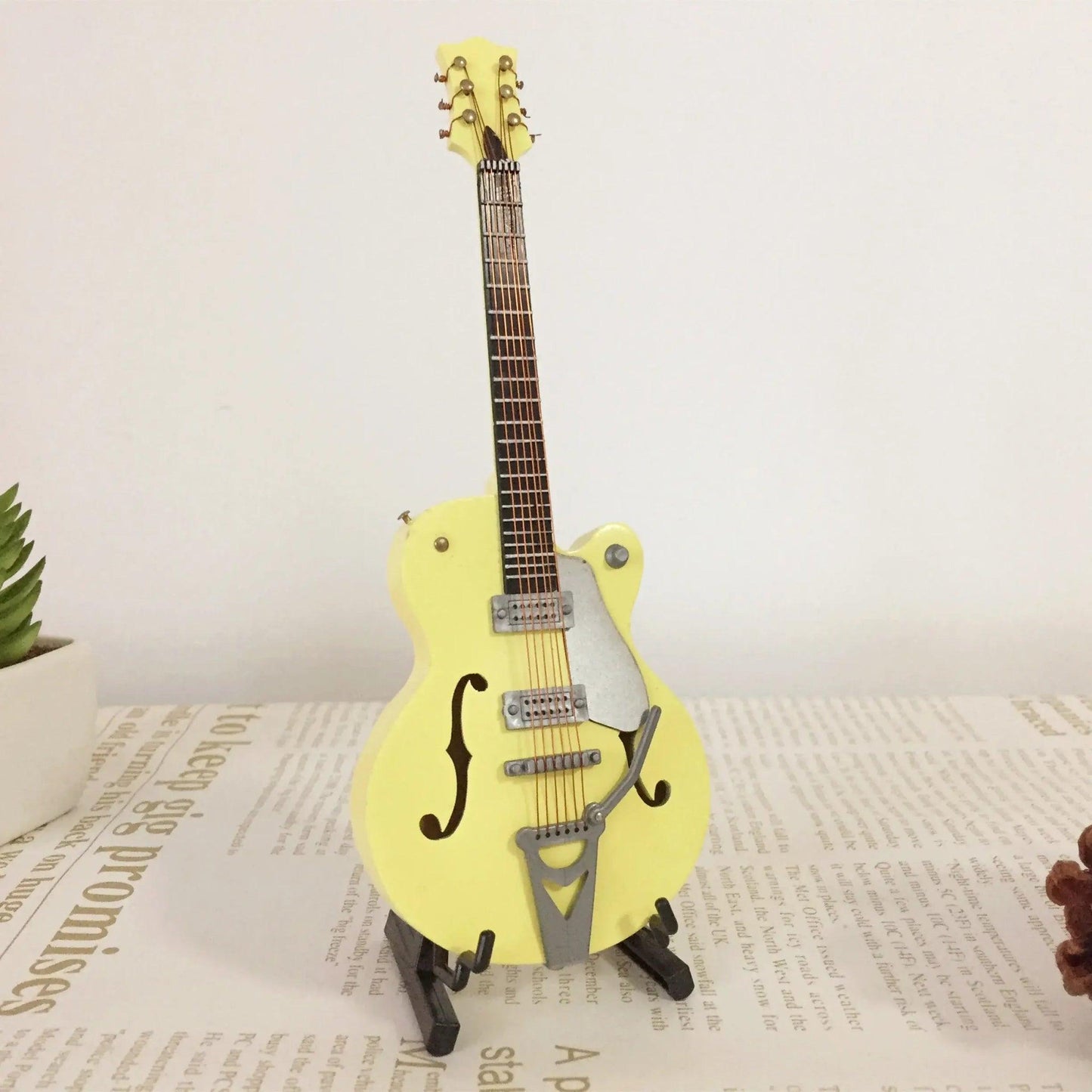 Miniature Wooden Acoustic Electric Guitar Toy Ornament