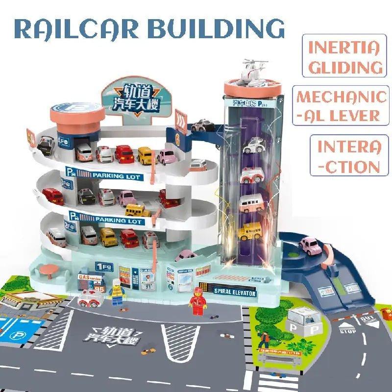 Multilayer Miniature Car Model Parking Lot Toy Set: Macaron Adventure Garage for Children