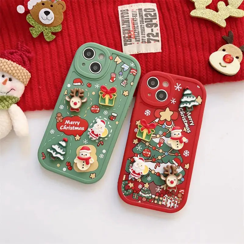 3D Christmas Cartoon iPhone Case – Festive Protection for Your Phone 🎄📱