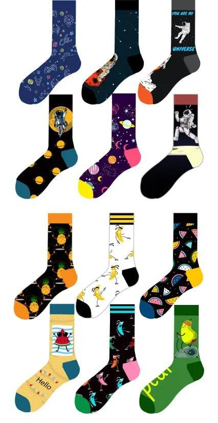 New Men's Diamond Ramen Astronaut Pattern Hip Hop Socks