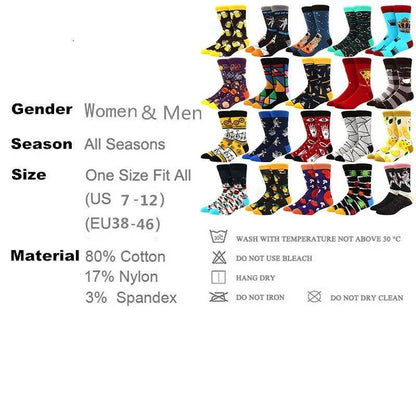 New Men's Diamond Ramen Astronaut Pattern Hip Hop Socks