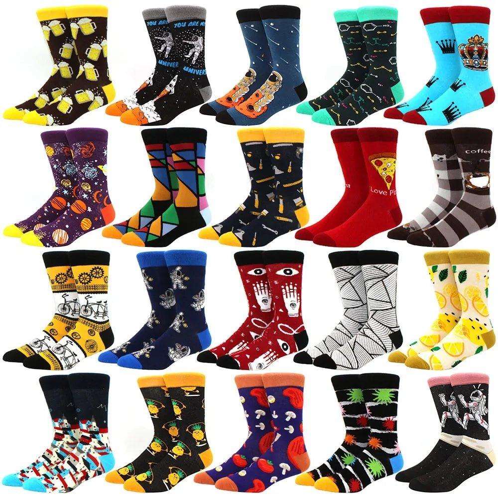 New Men's Diamond Ramen Astronaut Pattern Hip Hop Socks