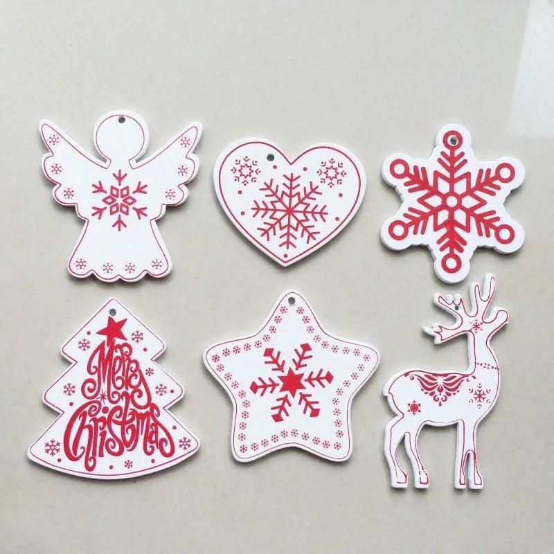 New Year and Christmas Wood Ornaments