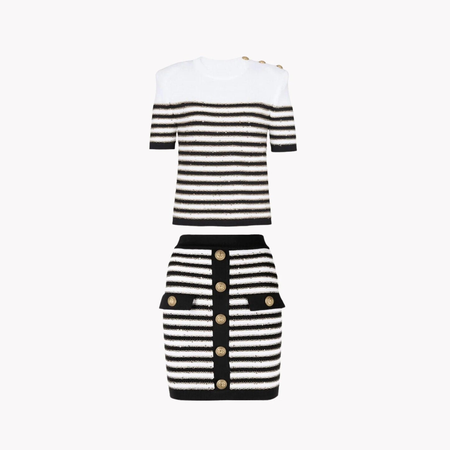 O Neck Striped Set