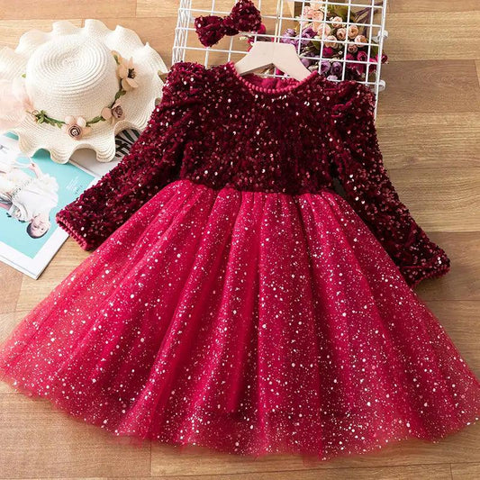 Shine Bright in Every Occasion with Our Spring Sequins Dress for Kids