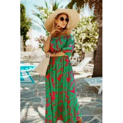 Off Shoulder Sleeve Maxi Dress