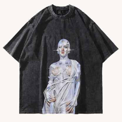 Oversized Extraterrestrial Graphic Print T-Shirt