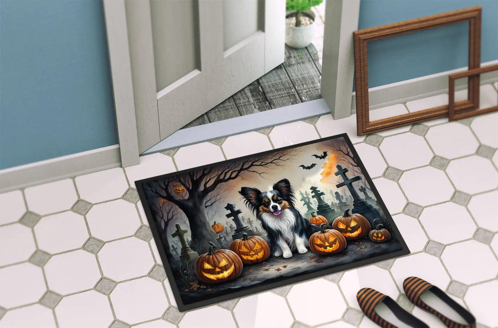 Papillon Spooky Halloween Doormat