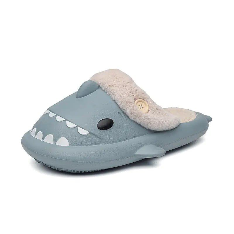 Plush Warm Home Slides Flat Shark Flip Flops