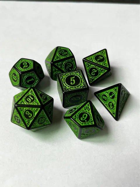 Polyhedral 7 - Die Carved Pattern Dice Set