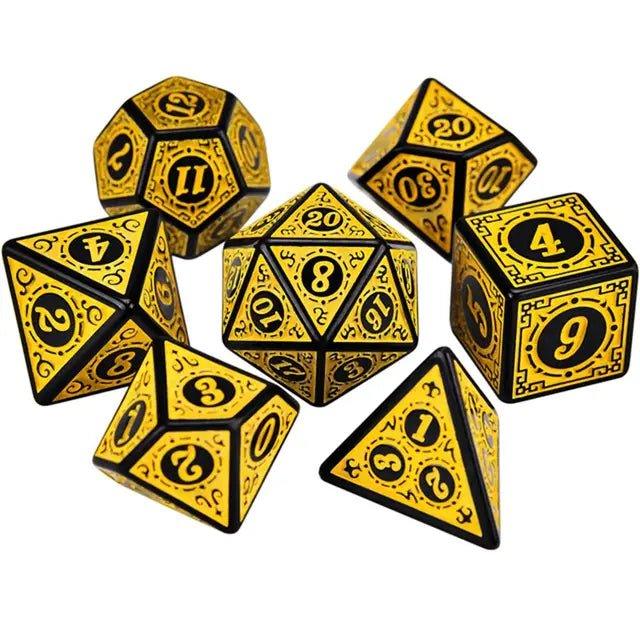 Polyhedral 7 - Die Carved Pattern Dice Set