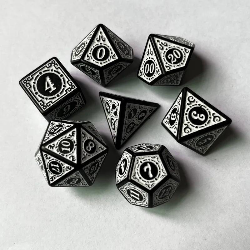 Polyhedral 7 - Die Carved Pattern Dice Set