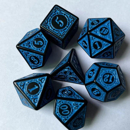 Polyhedral 7 - Die Carved Pattern Dice Set