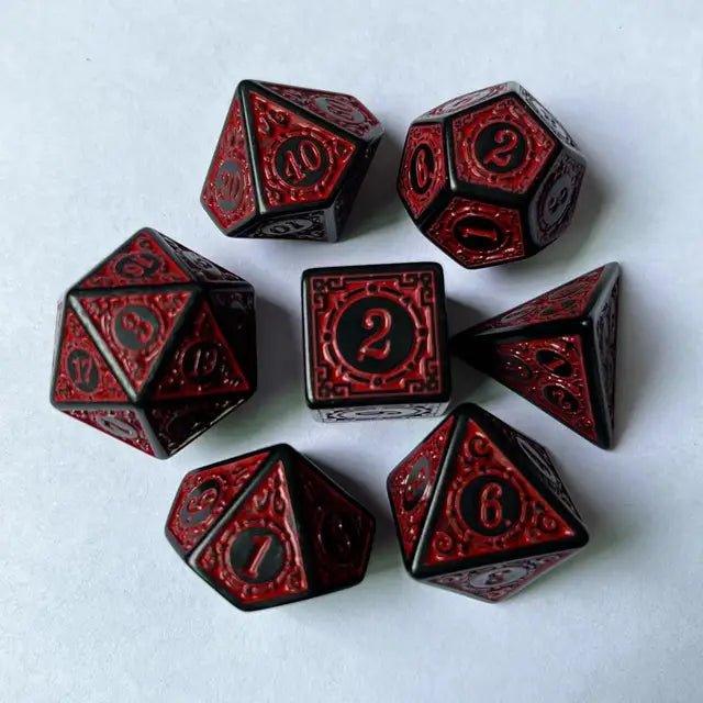 Polyhedral 7 - Die Carved Pattern Dice Set