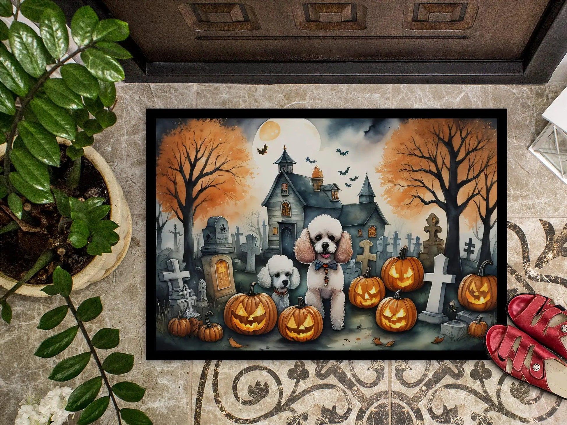 Poodle Spooky Halloween Doormat