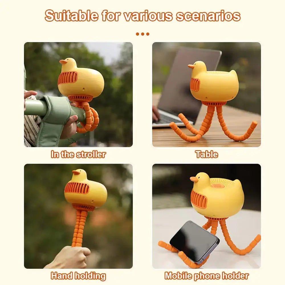 Portable Duck - Shaped Baby Stroller Fan: Adjustable, USB - Charged