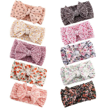 Print Nylon Baby Girl Headband Bow Topknot