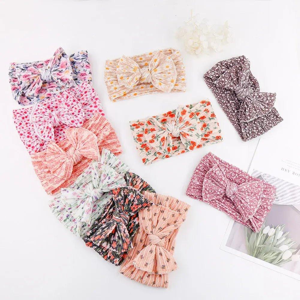 Print Nylon Baby Girl Headband Bow Topknot