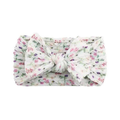 Print Nylon Baby Girl Headband Bow Topknot