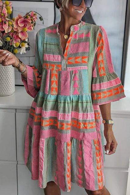 Print V - Neck Dress