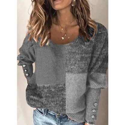 Pullover Long Sleeve Contrast Top