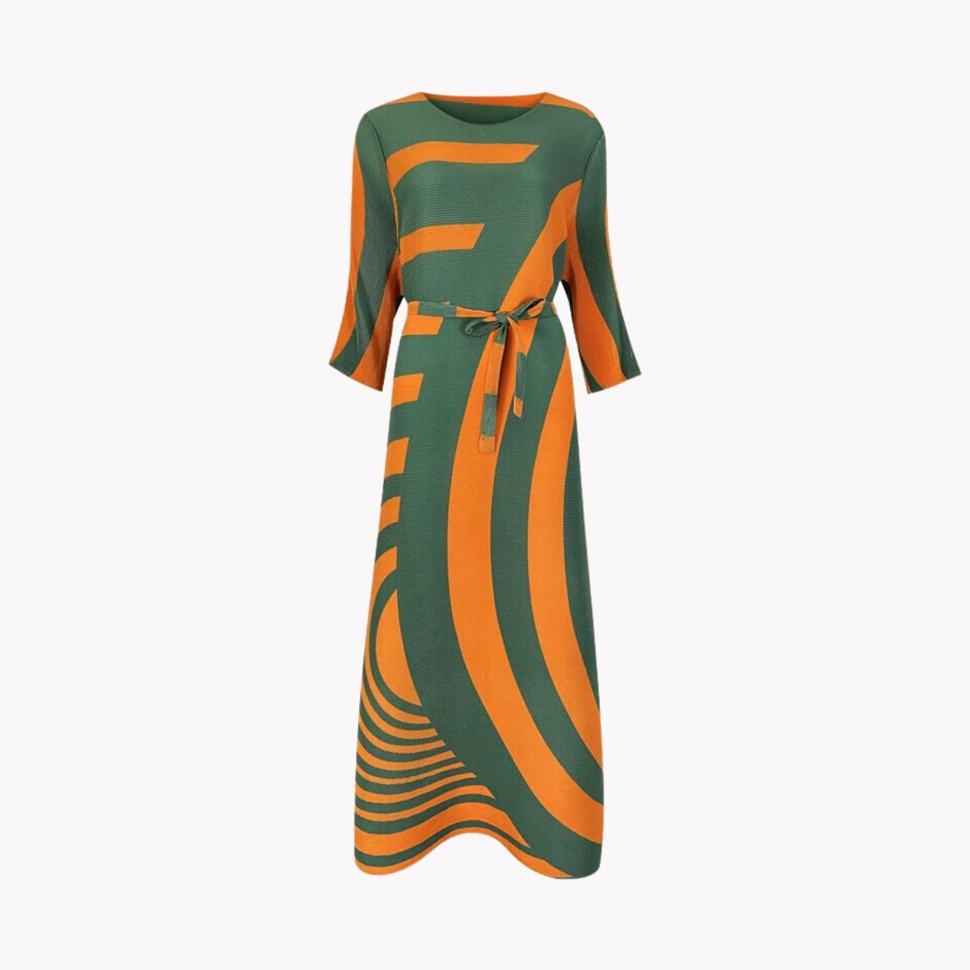 Pumpkin Swirl Pleated Dress