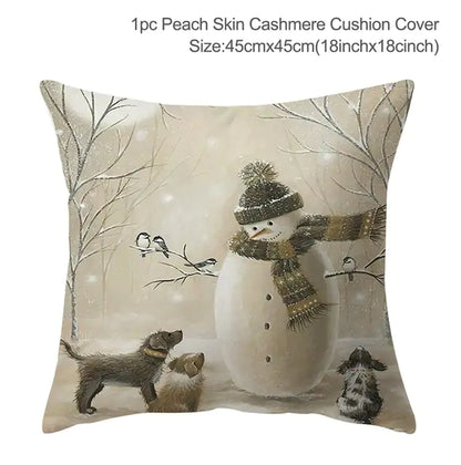 Christmas Elk Tree Cushion Cover – Festive & Cozy Holiday Decor 🎄