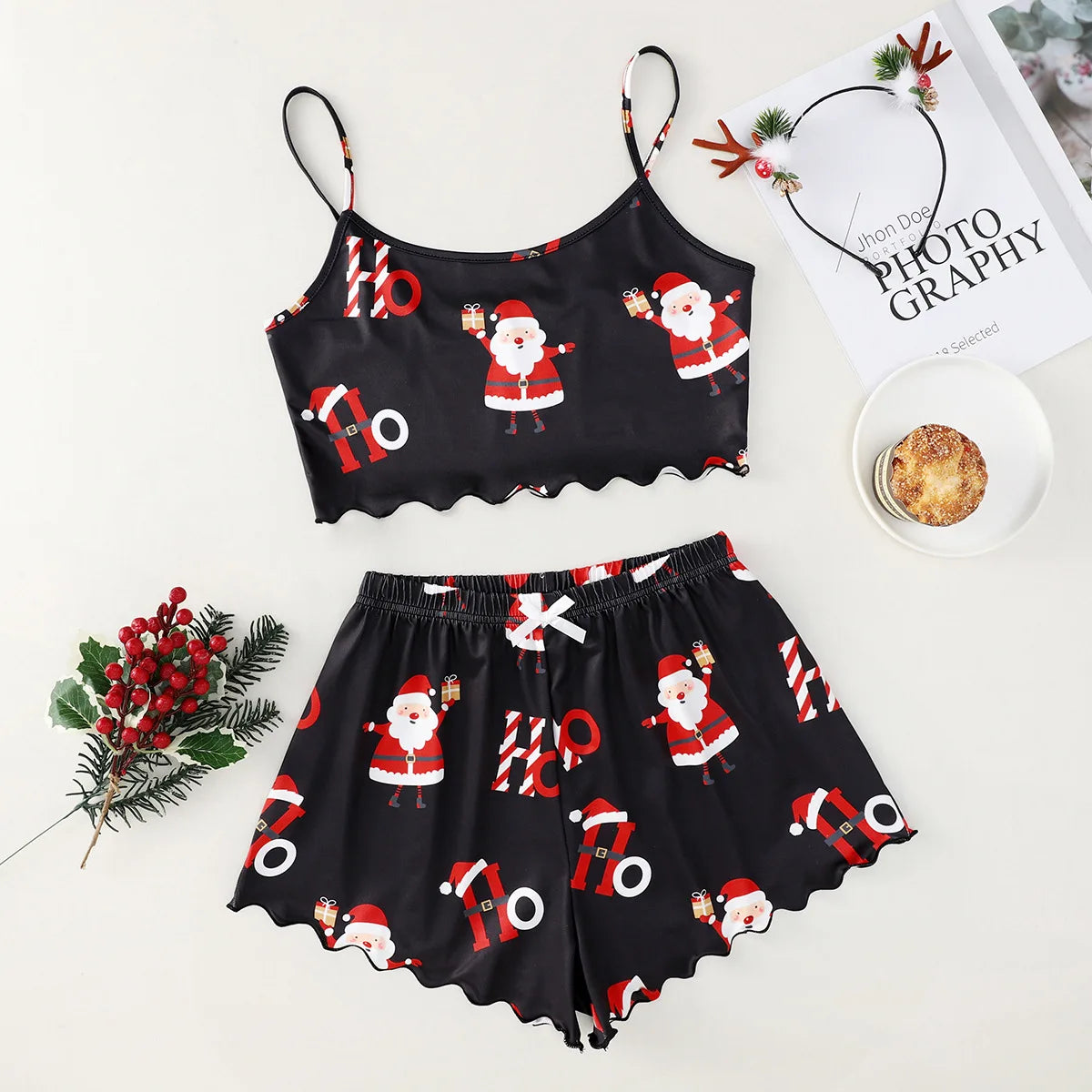 Women's Christmas Strapless Pajama Set