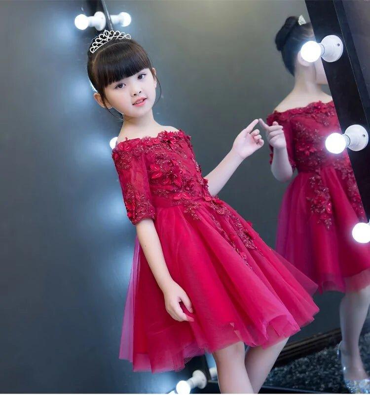 Red Tulle Flower Girl Dress