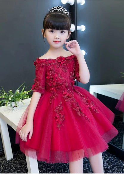 Red Tulle Flower Girl Dress