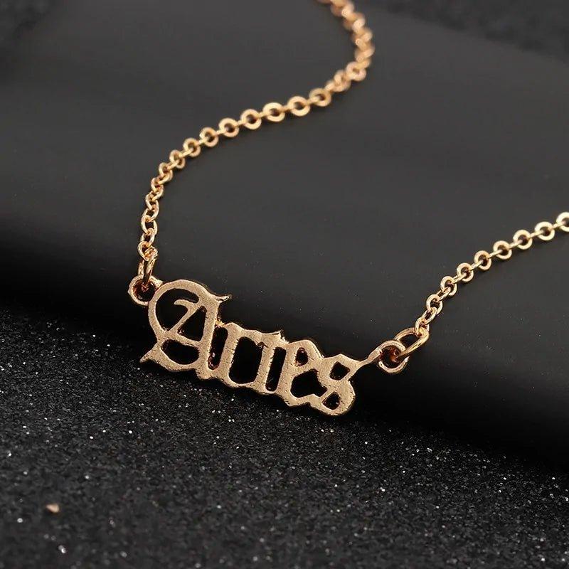 Retro Zodiac English Letter Alphabet Necklaces