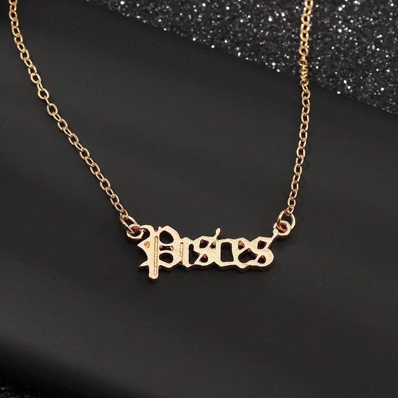 Retro Zodiac English Letter Alphabet Necklaces