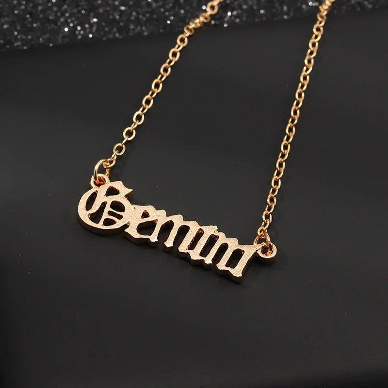 Retro Zodiac English Letter Alphabet Necklaces