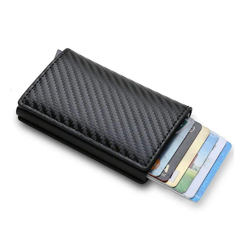 RFID Black Magic Trifold Leather Slim Mini Wallet