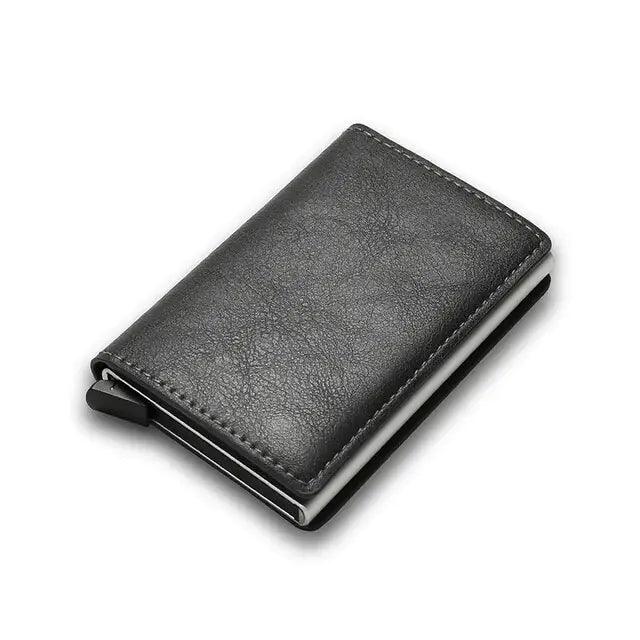 RFID Black Magic Trifold Leather Slim Mini Wallet