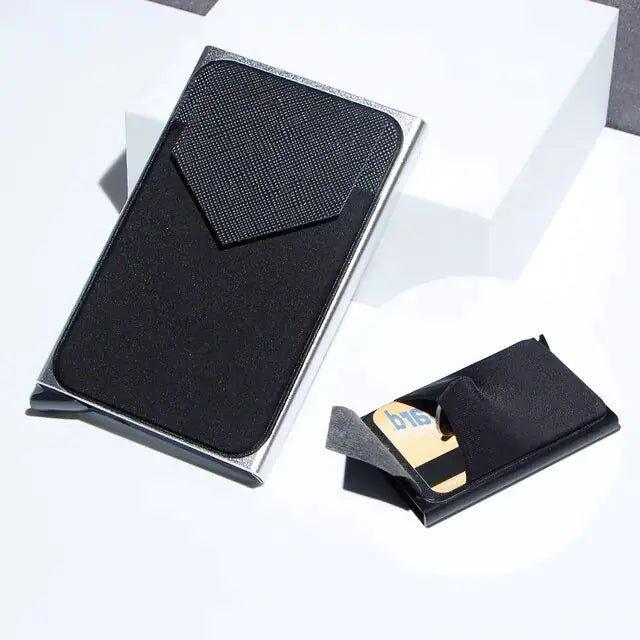 RFID Black Magic Trifold Leather Slim Mini Wallet