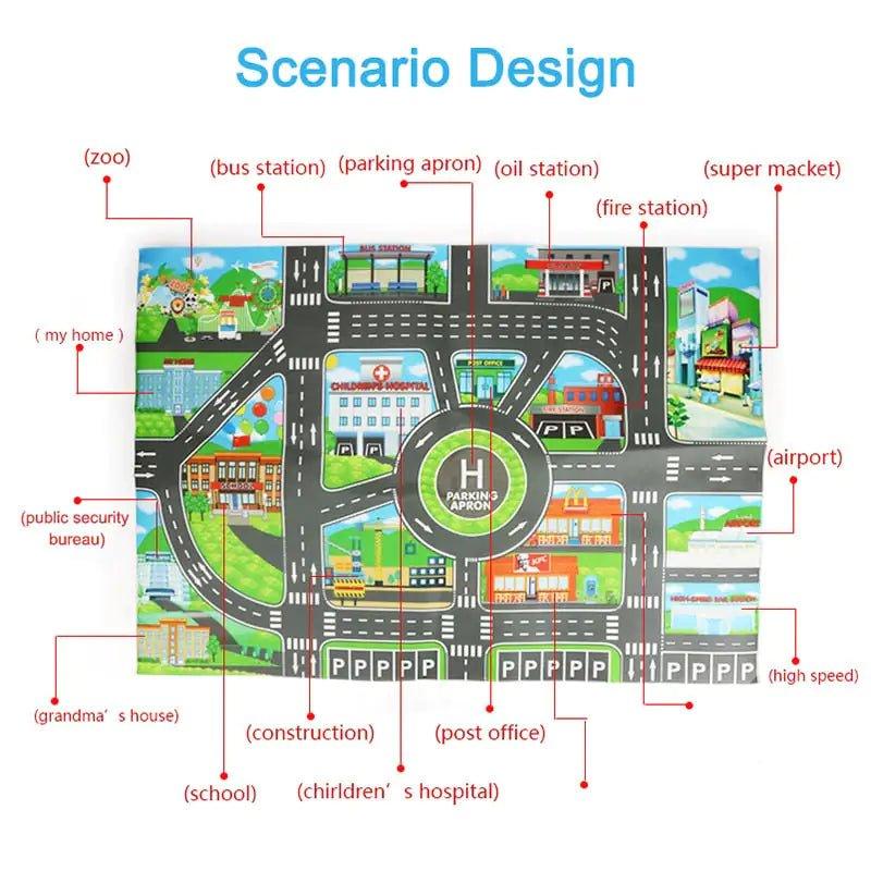 Road Mat Children Traffic Car Map