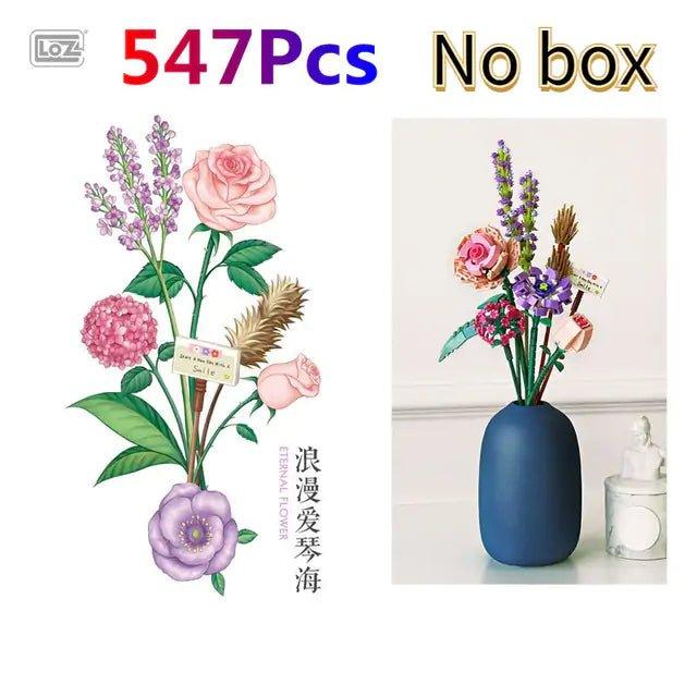 Romantic Flower Bouquet Building Blocks Anime Figure Toy