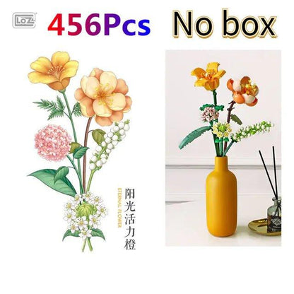 Romantic Flower Bouquet Building Blocks Anime Figure Toy