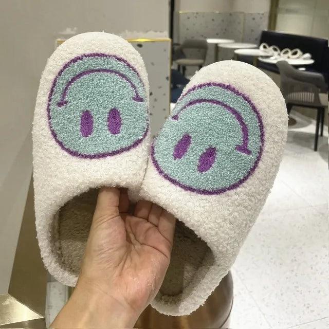 Smile Face Faux Fur Slippers