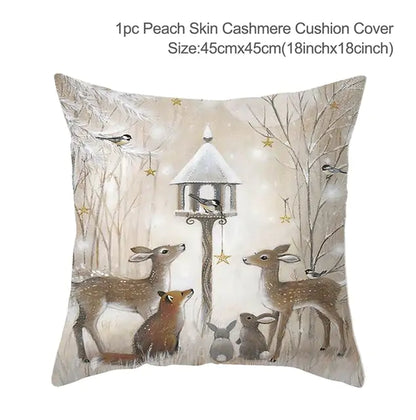 Christmas Elk Tree Cushion Cover – Festive & Cozy Holiday Decor 🎄 - Home Kartz