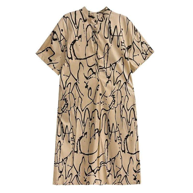 Scribbles Print Loose - Fit Dress