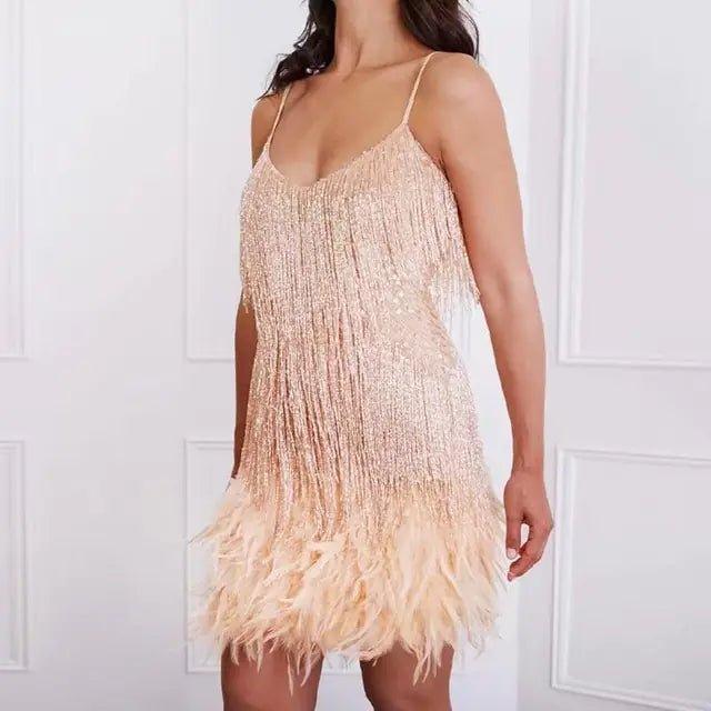 Sexy Women Fringed Sequin Feather