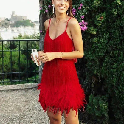 Sexy Women Fringed Sequin Feather