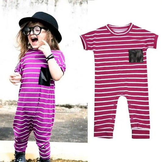 Short Sleeve Striped Romper